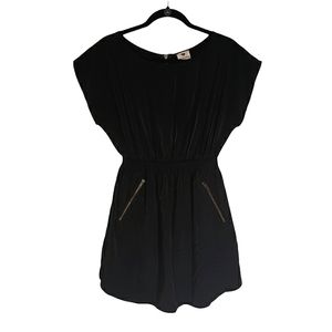 ONE CLOTHING Black Medium Dress With Stretchy Waistband And Zipper Details M